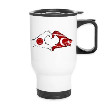 Japon Türkiye mains forme de coeur utilisé - Tasse isotherme avec poignée - blanc - Devant