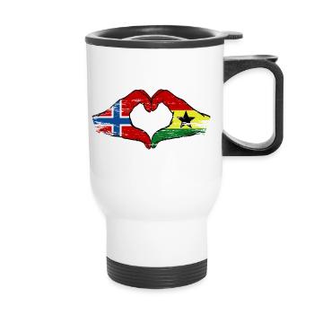 Norway Ghana flag hands heart shape used - Thermal mug with handle - white - Front