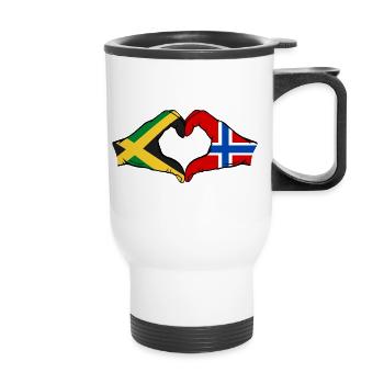 Jamaica Norway Hands Heart Shape - Thermal mug with handle - white - Front