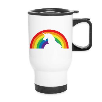 Unicorn and Rainbow - Thermal mug with handle - white - Front