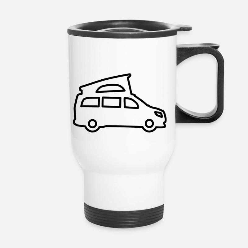 Campingbus / Van 2 - Schlichte Kontur - Thermobecher mit Tragegriff - Weiß