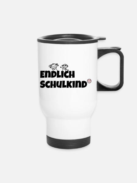Endlich Schulkind - Thermobecher mit Tragegriff - Weiß