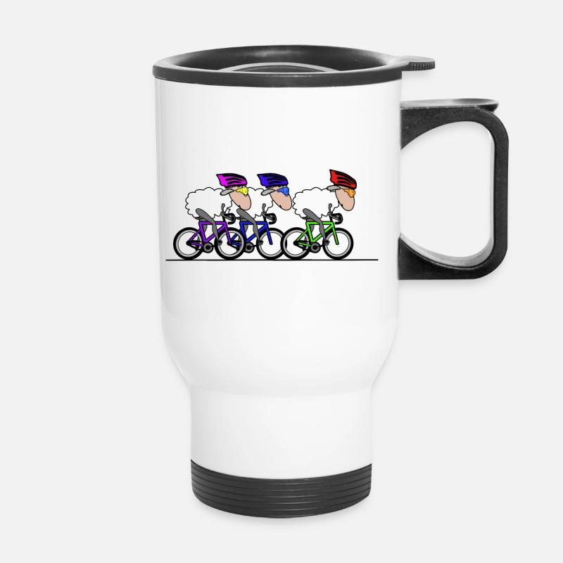 Cycling sheep - Thermal mug with handle - white