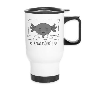 Axolotl Knacksolotl knacken pennen schlafen - Thermobecher mit Tragegriff - Weiß - Vorne