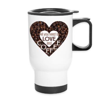 Cœur de grain de café - Tout ce dont vous avez besoin - Tasse isotherme avec poignée - blanc - Devant