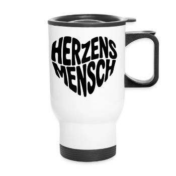 Herzensmensch Herzform - Thermobecher mit Tragegriff - Weiß - Vorne
