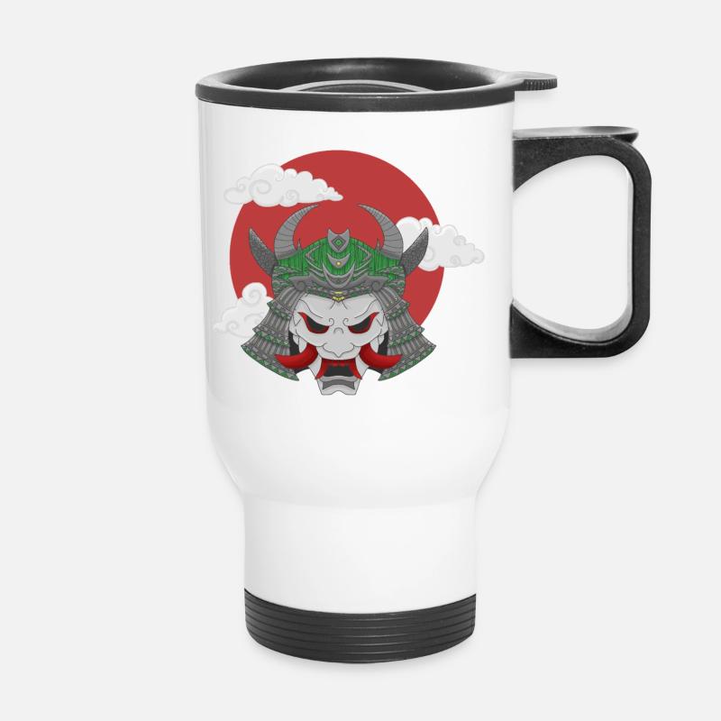 Oni x Samurai Grey Green - Thermal mug with handle - white