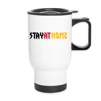 Restez à la maison! - Tasse isotherme avec poignée - blanc - Devant