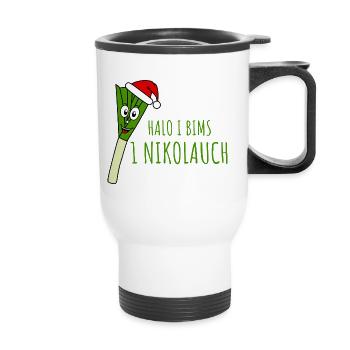Ugly Christmas Halo I Bims 1 Nikolauch - Thermobecher mit Tragegriff - Weiß - Vorne