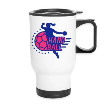 Handball (joueuse) - Tasse isotherme avec poignée - blanc - Devant