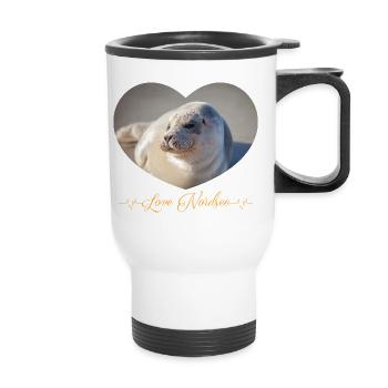 Seal Heart Love North Sea - Thermal mug with handle - white - Front