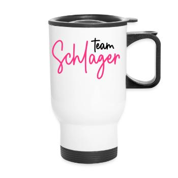 Team Schlager - Schlagerparty - Schlagermusik - Thermobecher mit Tragegriff - Weiß - Vorne