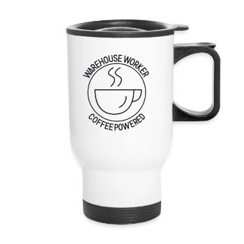 Warehouse Worker Coffee Powered - Thermobecher mit Tragegriff - Weiß - Vorne