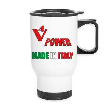 V4 Power made in Italy; motorcycle - Thermal mug with handle - white - Front
