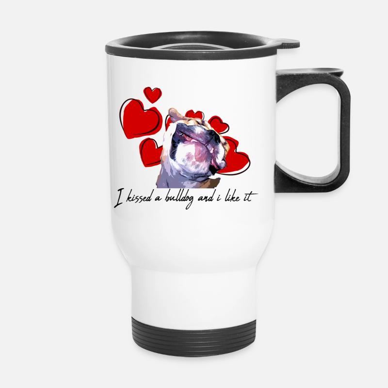 Bulldog Kiss black - Thermobecher mit Tragegriff - Weiß