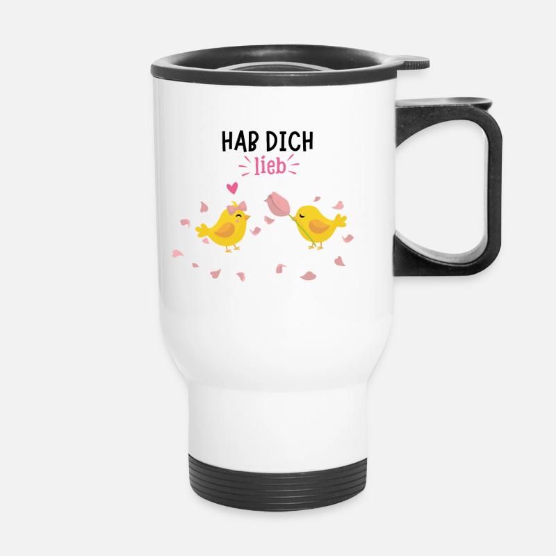 Hab Dich lieb | Geschenkidee für Valentinstag - Thermobecher mit Tragegriff - Weiß