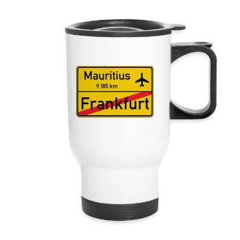 Travel Design Mauritius | Flug ab Frankfurt - Thermobecher mit Tragegriff - Weiß - Vorne