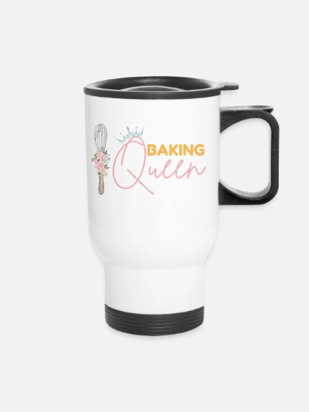 Baking Queen personalisierbar - Thermobecher mit Tragegriff - Weiß