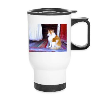 In the cottage for cats - Thermal mug with handle - white - Front