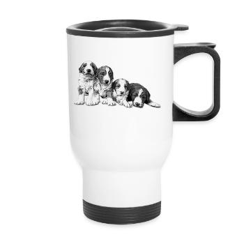quatre chiots - Tasse isotherme avec poignée - blanc - Devant