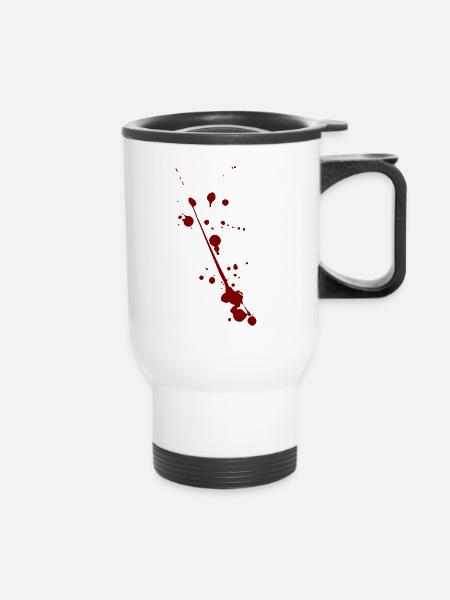 Blut Spritzer Splatter Halloween - Thermobecher mit Tragegriff - Weiß