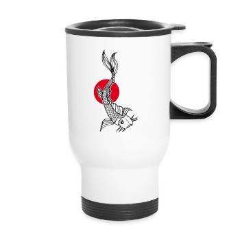 Koi illustration point rouge écriture japonaise - Tasse isotherme avec poignée - blanc - Devant