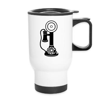 vieux telephone phone 2 - Tasse isotherme avec poignée - blanc - Devant