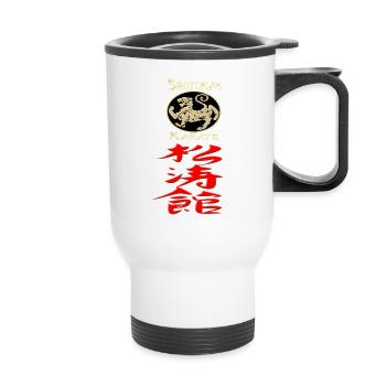 Karate Shotokan Tiger Logo Kanji Calligraphy - Thermobecher mit Tragegriff - Weiß - Vorne