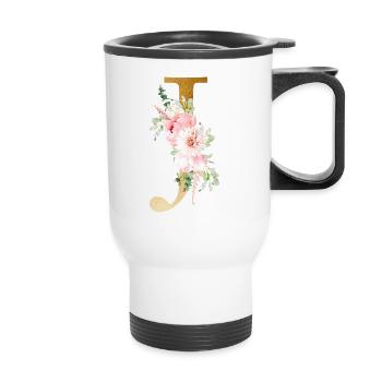 Botany Floral Monogram J - Thermal mug with handle - white - Front