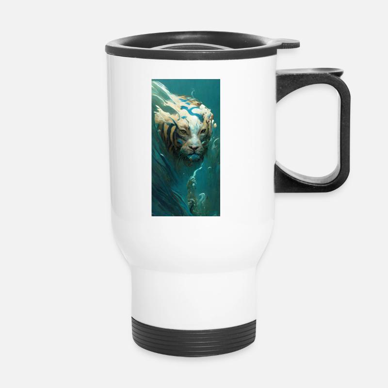 Wassertiger - Thermobecher mit Tragegriff - Weiß