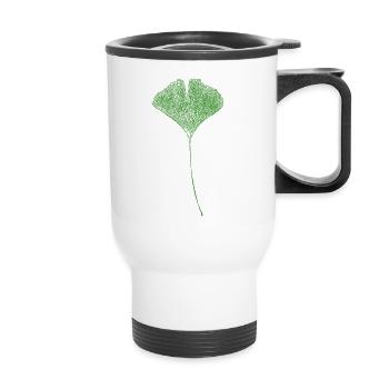 Ginkgo Leaf / NATURAL Print - Thermal mug with handle - white - Front