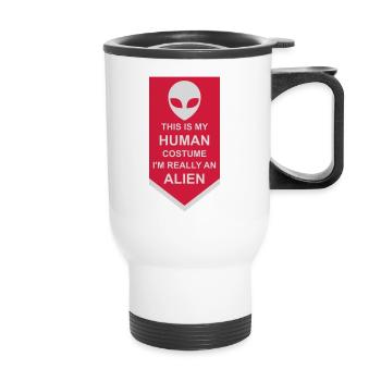 Citation extraterrestre de costume humain - Tasse isotherme avec poignée - blanc - Devant