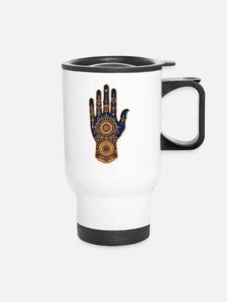 hand of fatima 2 small - Thermobecher mit Tragegriff - Weiß