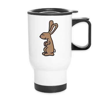 Hase Kaninchen Häschen Cartoon Kleintier niedlich - Thermobecher mit Tragegriff - Weiß - Vorne