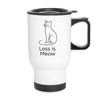 Less is Meow – Minimalist cat with style - Thermal mug with handle - white - Front