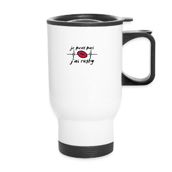 je peux pas j'ai rugby citation message - Tasse isotherme avec poignée - blanc - Devant