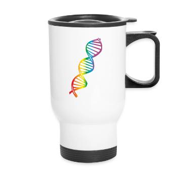 LGBT Rainbow DNA, gay pride - Tasse isotherme avec poignée - blanc - Devant