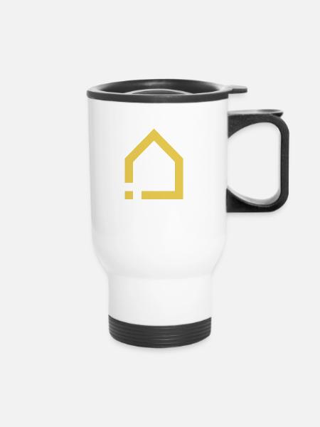 APP-Symbol: Smart FLAT (Gold/Transparent) - Thermobecher mit Tragegriff - Weiß
