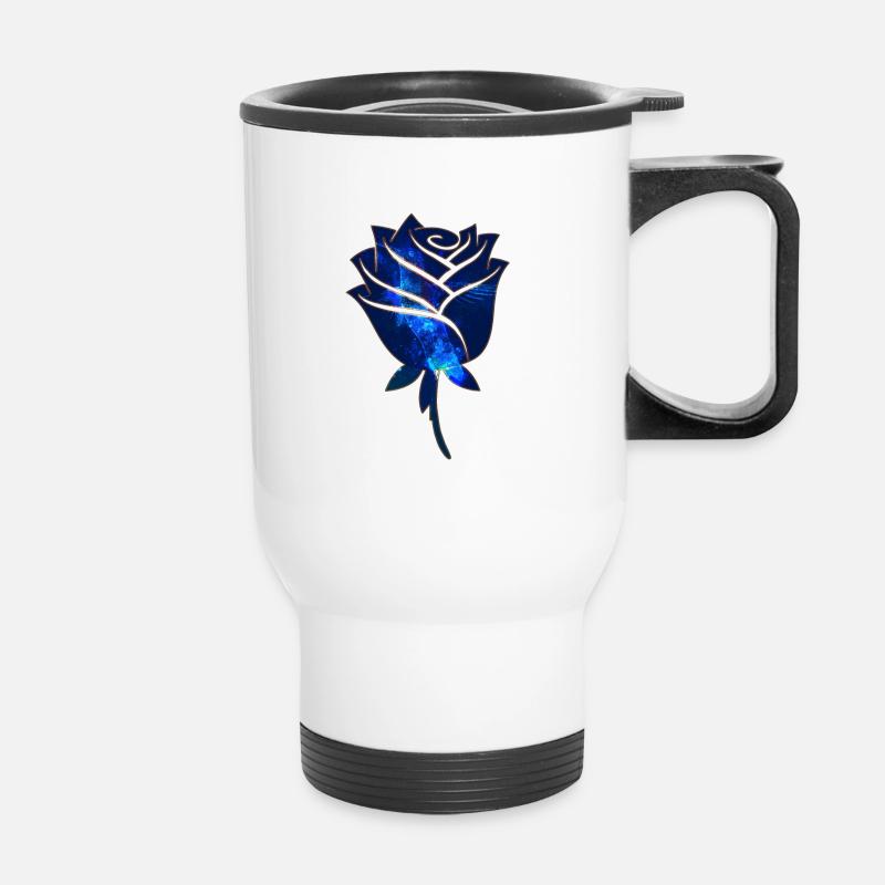 BLue rose - Thermal mug with handle - white