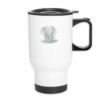 Elephant Drawing Watercolor Kids - Thermal mug with handle - white - Front