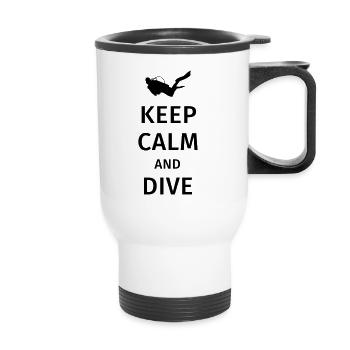 keep calm and dive - Thermobecher mit Tragegriff - Weiß - Vorne