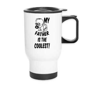 Coolest Father Vater, Vatertag, Geschenk - Thermobecher mit Tragegriff - Weiß - Vorne