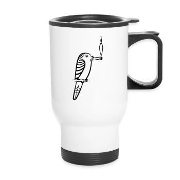 wellensittich joint kiffen - Thermal mug with handle - white - Front