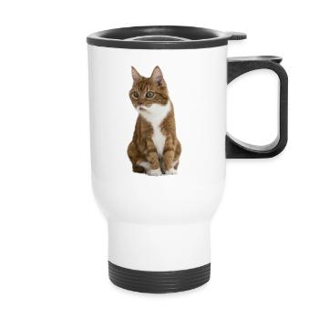 Lustige Katze - Thermobecher mit Tragegriff - Weiß - Vorne