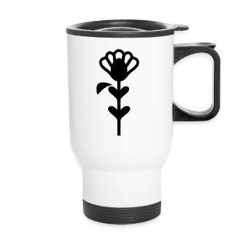 Flower with stem - Thermal mug with handle - white - Front