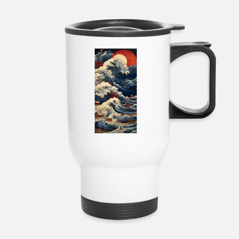 Les vagues et la mer - Tasse isotherme avec poignée - blanc