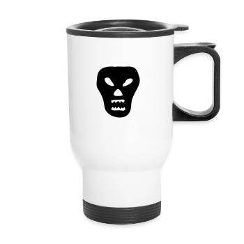 skull devil skull head demon pirate coffin - Thermal mug with handle - white - Front