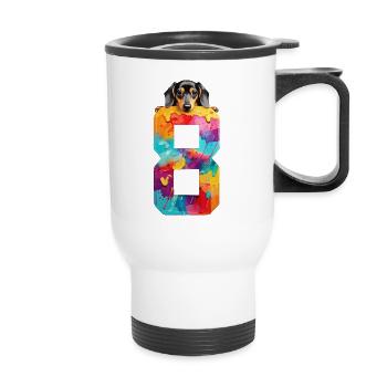 DOG 8 YEAR OLD DACHSHUND 8TH BIRTHDAY - Thermal mug with handle - white - Front