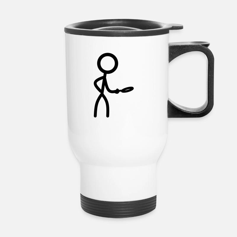 Stickman mit Lupe - Thermobecher mit Tragegriff - Weiß