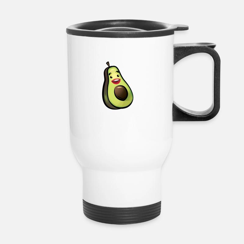 Happy Avocado - Thermobecher mit Tragegriff - Weiß